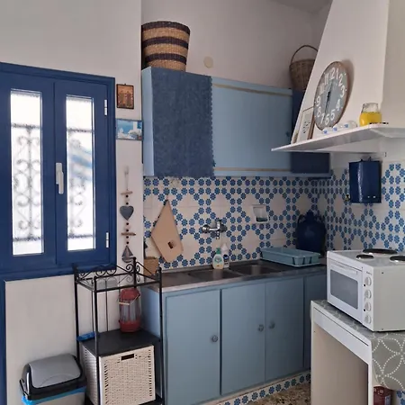 Cycladic House White And Blue In Kato Chora
